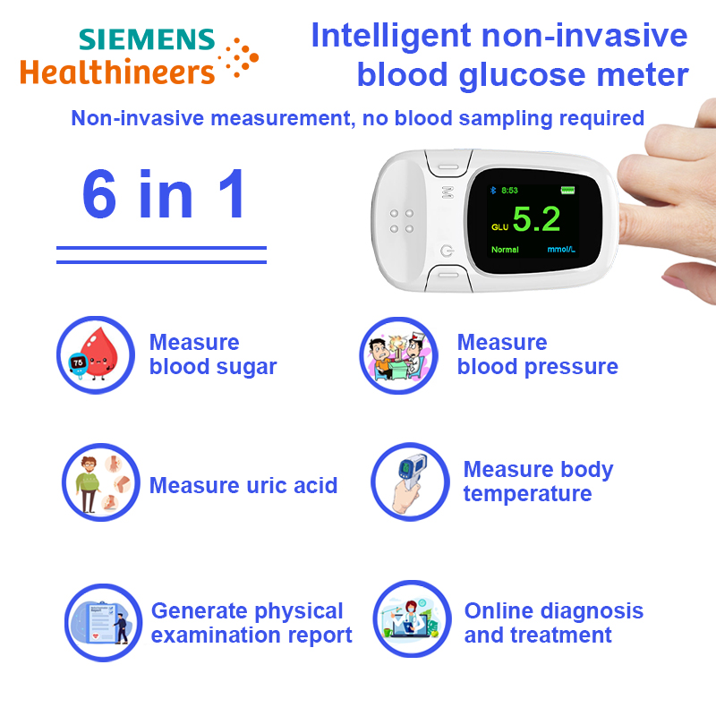 【6-u-1】Inteligentni neinvazivni mjerač glukoze u krvi【neinvazivno mjerenje šećera u krvi + mjerenje krvnog tlaka + mjerenje mokraćne kiseline + mjerenje tjelesne temperature + generiranje izvješća o fizičkom pregledu + online dijagnoza i liječenje】