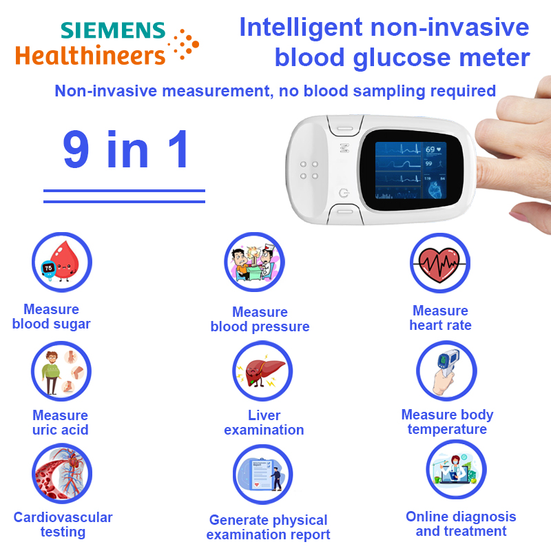 【9-u-1】Inteligentni neinvazivni mjerač glukoze u krvi【neinvazivno mjerenje šećera u krvi + mjerenje krvnog tlaka + mjerenje mokraćne kiseline + mjerenje tjelesne temperature + generiranje izvješća o fizičkom pregledu + online dijagnoza i liječenje + jetra funkcionalni test + kardiovaskularno testiranje + mjerenje otkucaja srca】